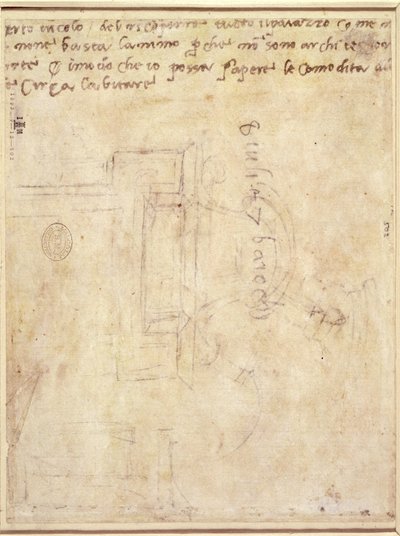 Étude architecturale avec notes (verso) - Michelangelo Buonarroti